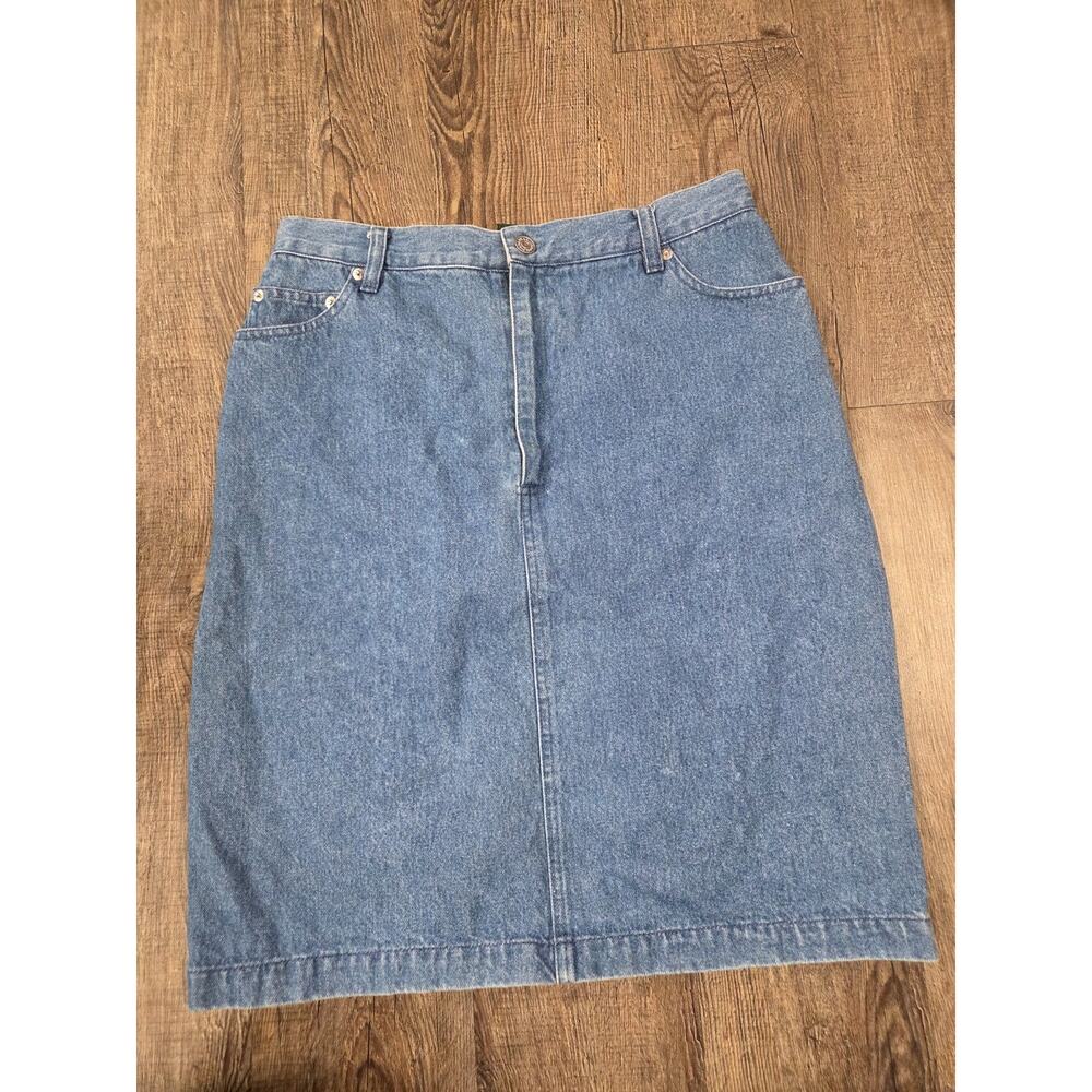 POLO Ralph Lauren 1980s Country Denim Blue Jean Skirt Vintage Size 12